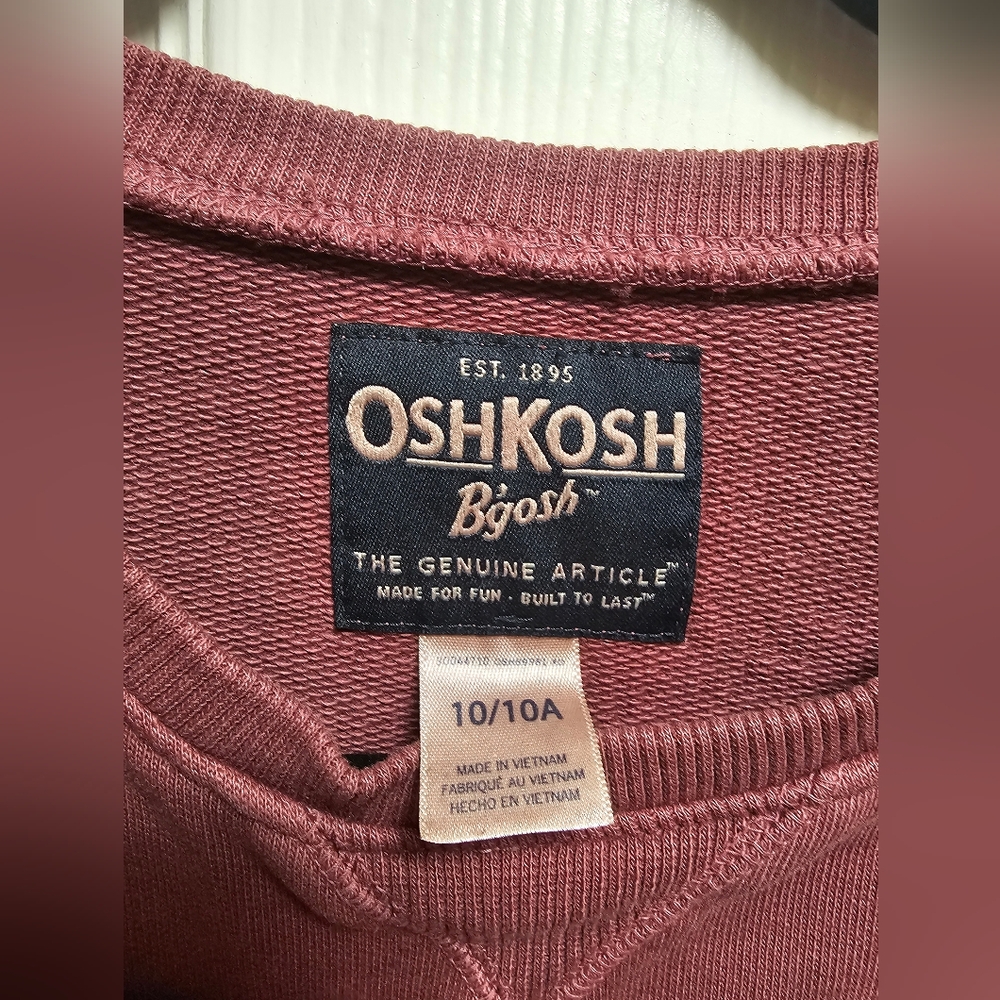Oshkosh B'gosh Boys Kid French Terry Pullover Sweatshirt Sweater Sz 10 - Picture 3 of 8
